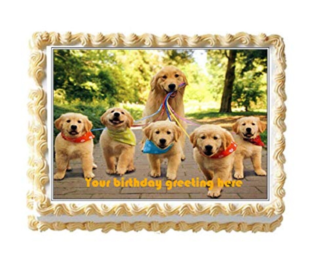 GOLDEN RETRIEVER walking Puppies Dog Puppy - Edible Cake Topper